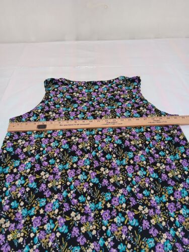 DRESS BARN WOMEN 1X BLACK PURPLE BLUE FLORAL SLEEVELESS CROCHET NECK LAYERED TOP - Picture 10 of 11