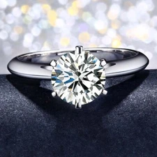 Classic 0.5-3 Carat CZ Solitaire 6-Prong Engagement Wedding Band Ring Sz 4-10