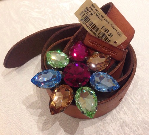 Girl Martine Wester Leather Belt Big Jewel Flower Buckle RRP £199 NEW - Picture 6 of 12