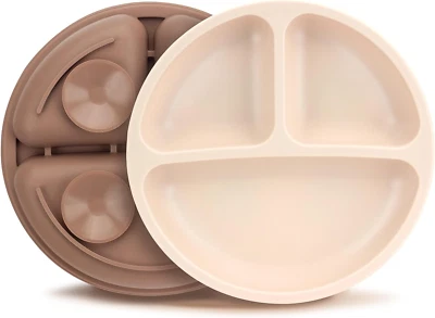 MOJINL Kinderteller Mit Saugnapf Rutschfest Silikon Baby Teller BPA Frei Babytel