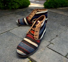 Tocco Premium Woven Chukka Boots Women 38 Ankle Shoes Fabric Boho Artisanal