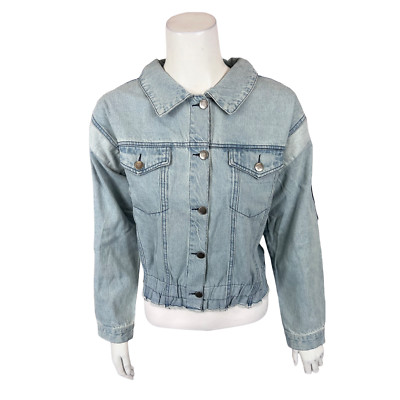 Women with Control My Wonder Denim Patchwork Denim Jacket Bleached Medium Size