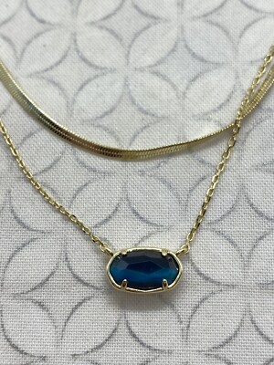 Kendra Scott Grayson Herringbone Multi Strand Necklace Teal Blue