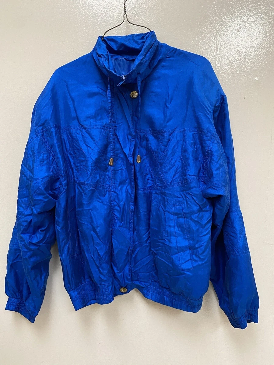 Vintage Laura Katherine Silk parachute Jacket Blue Windbreaker