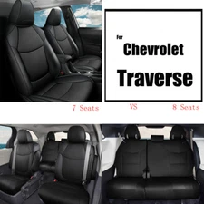 Car 7/8-Seat Covers For Chevrolet Traverse 2018-2026 Fuax Leather Full Coverage