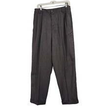 Liz Sport High Waist Pleated Trousers Pants Cuffed Straight Gray 32" Waist Vtg