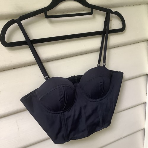 Nana Judy Black Bustier New Corset S 10 8 Top Stretch Padded Bra Cups Straps - Picture 4 of 8