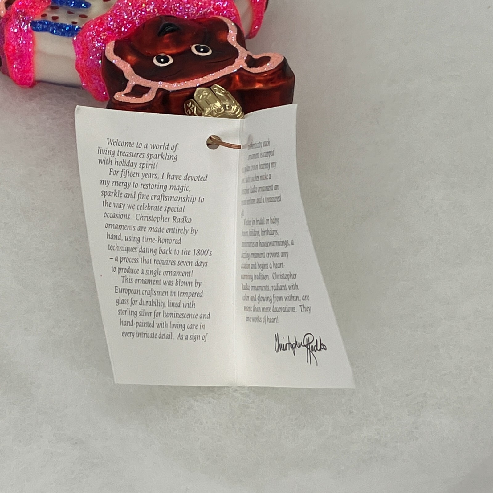 Vintage NEW Christopher RADKO 2000 GINGERBREAD BEAR Glass Ornament 00-158-0