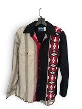 Vintage Wrangler Brushpopper Western Shirt Aztec Pearl Snap Medium Cowboy