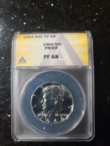 1964 Silver Proof 50c Kennedy Half-dollar PF 68 ANACS Free Shipping