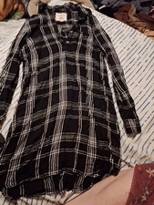 So Women’s  Plaid Flannel Dress Size M Black &White Check