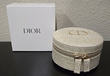 Dior Gold Trousse Pouch Cosmetic Jewelry Round Box