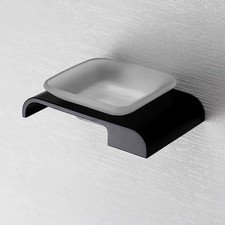 Black Stainless Steel Soap Holder Set Bathroom With Glass Soap Dish Rack Storage