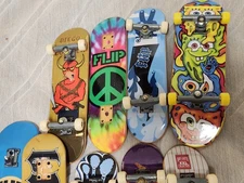 Lot of 9 Tech Deck fingerboards featuring a mix of classic brands, pro skaters,