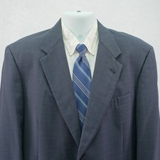 Hart Schaffner Marx Wool Blue Plaid Windowpane Blazer 44L