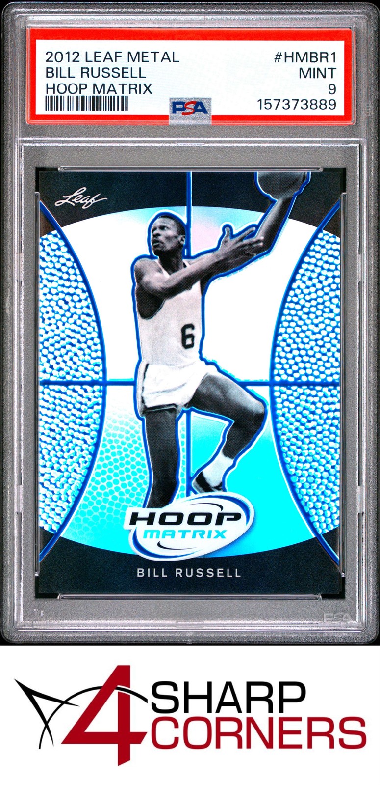 2012 LEAF METAL HOOP MATRIX #HMBR1 BILL RUSSELL HOF POP 2 PSA 9