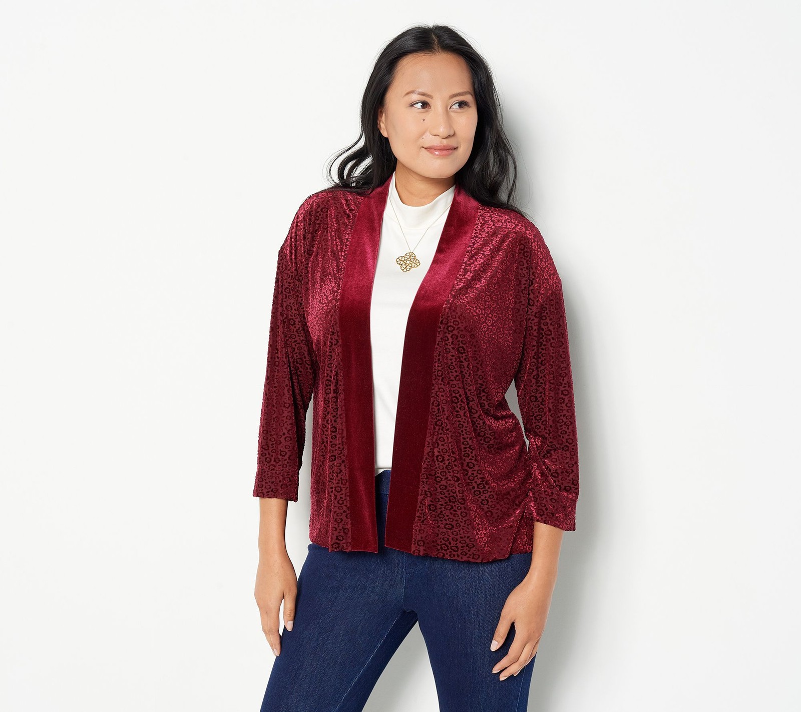 Isaac Mizrahi Live! Women's Top Sweater Sz XS Mixed Media Cardigan Brown A459868