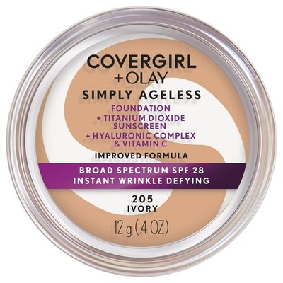 Covergirl Simply Ageless Foundation SPF 28 Hyaluronic Vitamin C 205 Ivory 0.4oz