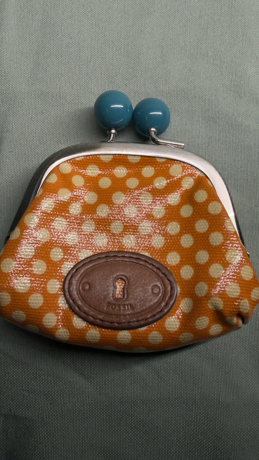 FOSSIL KEY-PER KISSLOCK COIN CHANGE PURSE Polka Dot