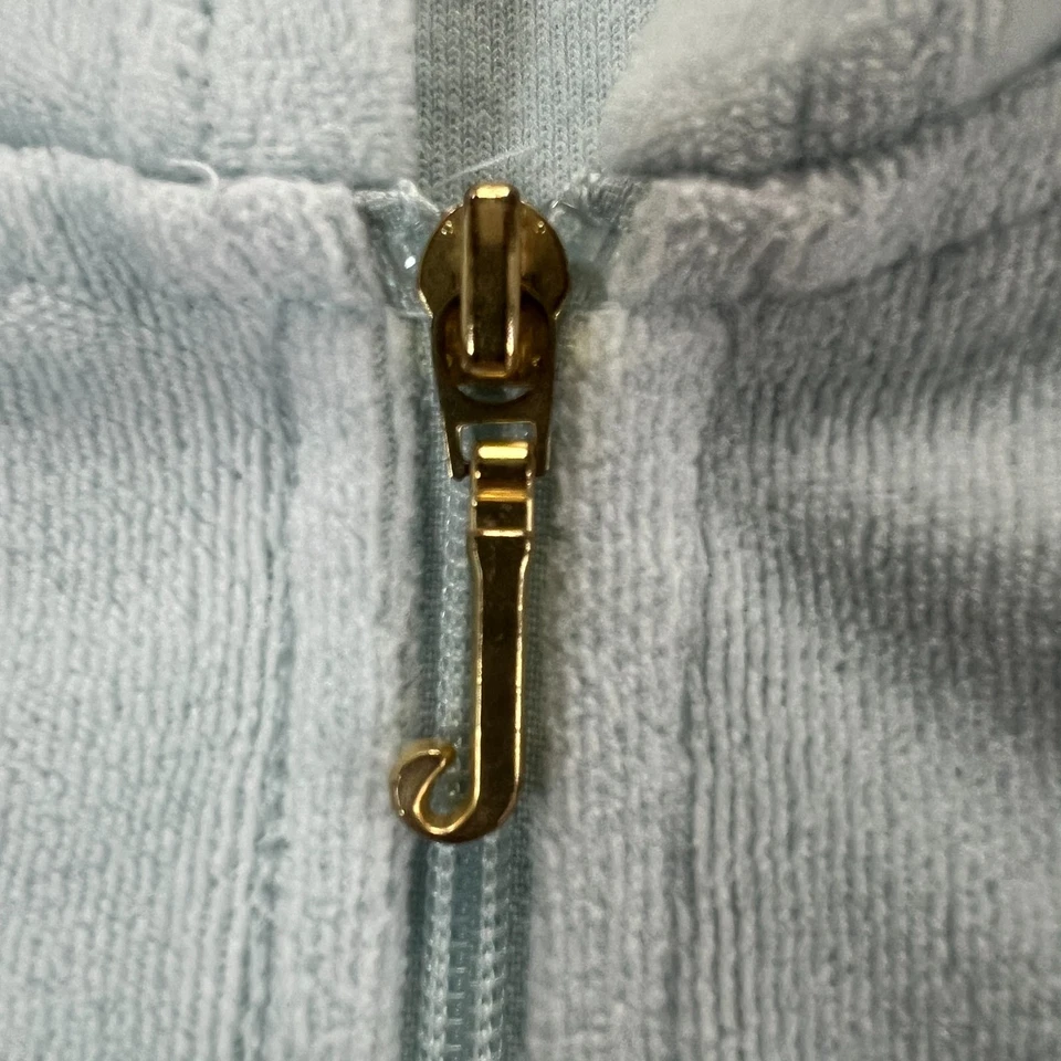 Sudadera con capucha vintage Juicy Couture Y2K terciopelo cremallera para mujer L azul claro Baddie Bling Foto 4 de 4