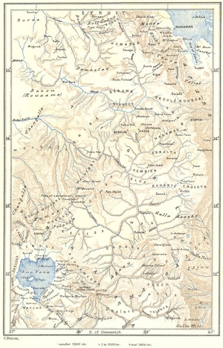 ETHIOPIA. North Abyssinia c1885 old antique vintage map plan chart