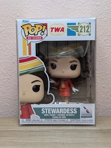 NIB Funko Pop Ad Icons Trans World Airlines Stewardess Vinyl Figure + Protector