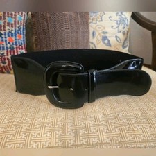Black Shiny Leather Womens Cinch Waist Corset Belt