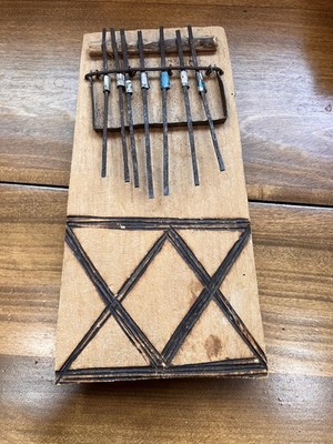 African Kalimba Piano Wood Small, 7 key, Thumb Piano ~7'' tall
