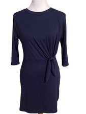 Francesca's Collections Navy Blue Tie-Waist Midi Dress