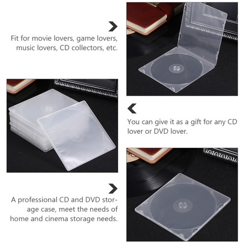 60 Stck. Transparent Einzel CD DVD Hülle Boxen Schmal Klar Aufbewahrung Organizer - Bild 2 von 12