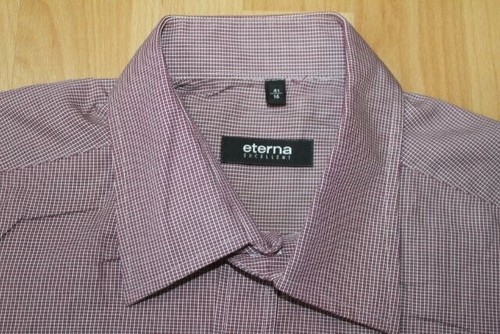 U1314 eterna EXCELLENT Chemise 41 Lilas à Carreaux Très Bien - Photo 1/1