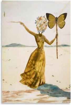 Salvador Dali Wall Art Prints Surrealism - Dali Butterfly Woman Painting Art