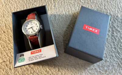 Timex Women's Easy Reader Classic Watch Red Leather Strap TW2P68700 New