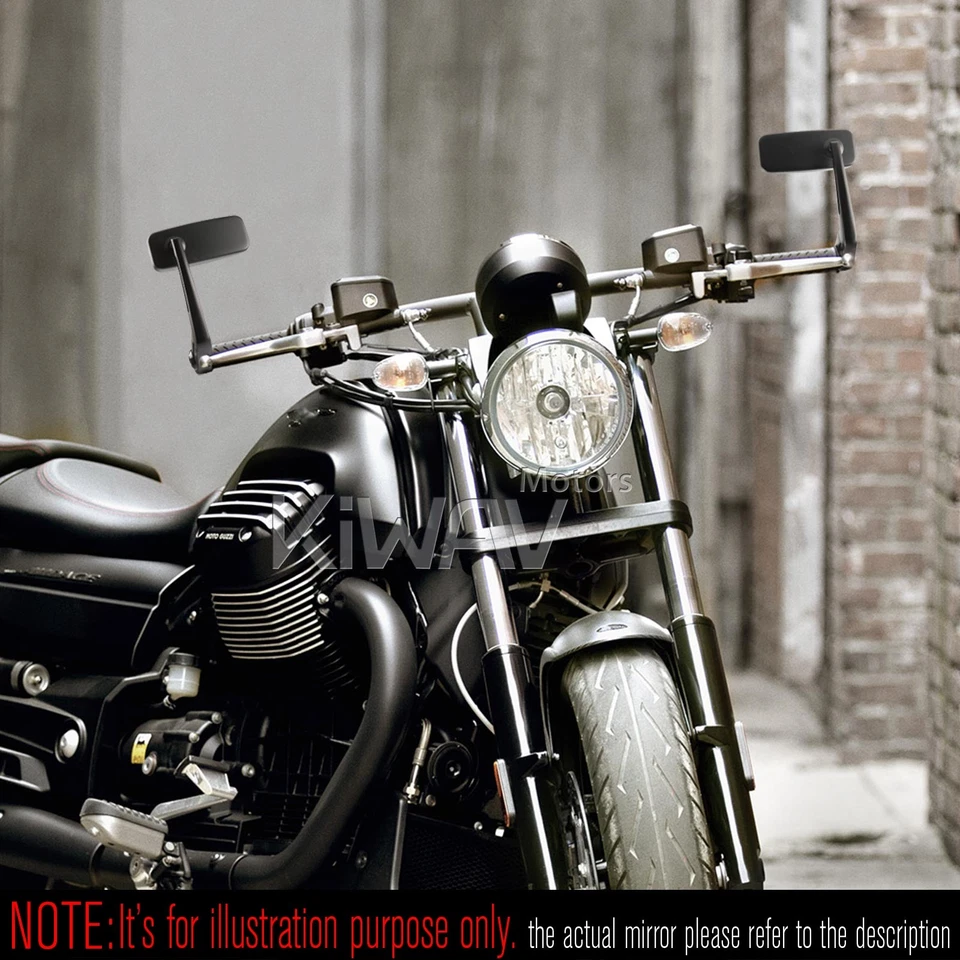 Espejos retrovisores de extremo de barra ClassicHB negro azul tintado se adapta a Moto Guzzi roscado barra OEM Foto 3 de 4