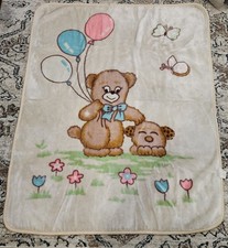 VTG Plush Baby Kids Blanket Teddy Bear Balloo...