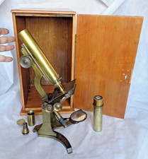 SCOTTISH VICTORIAN c1850 COMPOUND MONOCULAR BRASS MICROSCOPE JAMES WHITE GLASGOW