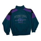 Vintage IOU Turtle Neck Sweatshirt Size Large Green Purple Color Block 90s