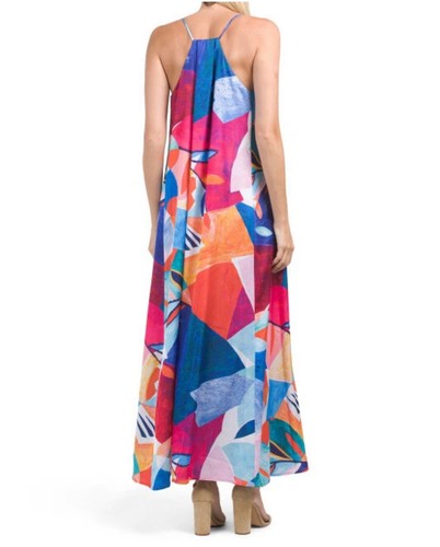 Nicole Miller NY Matte Abstract Print Charmeuse Maxi Dress Size S Multicolor - Picture 3 of 17