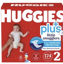 Huggies Plus Diapers Sizes 2 174 Ct 0.34 per diaper