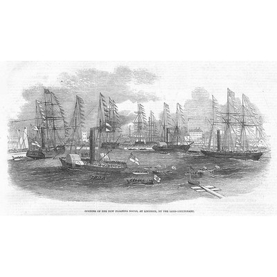 LIMERICK Irland Eröffnung der neuen Schwimmdocks - antiker Druck 1853
