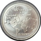 Canada 1973 $10 Olympiad map - Big old silver world coin Gem Bu encapsulated