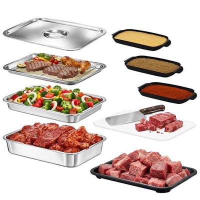 Oylnidea 10-Piece Grill Prep and Carry System, Stainless Steel BBQ Prep and S...