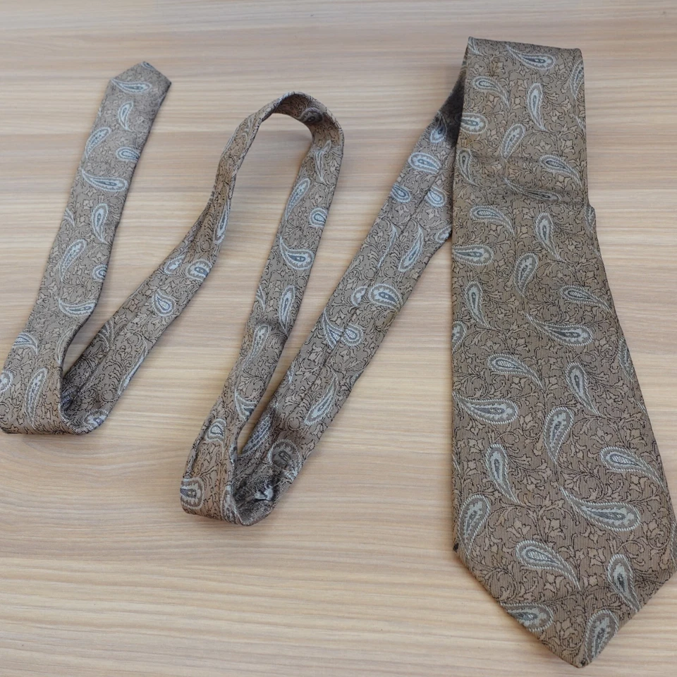 Corbata Renoma Paris para Hombre Marrón Cachemira Seda Western Italiano Fiesta Lujo Japón Foto 4 de 4