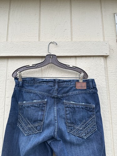 BKE Buckle Tyler Jeans Mens 34R Blue Denim Straight Leg Pants 34x32 Distressed - Picture 7 of 12