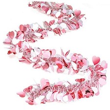 MTLEE Pieces Valentine Tree Decorations Valentines Garland Shiny Heart 4 Pink