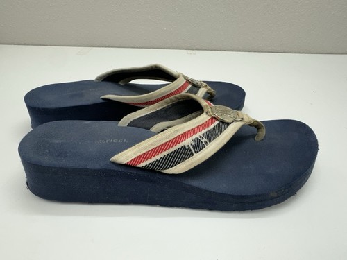 Tommy Hilfiger Womens Flip Flop Size Unkown Platform Blue Thong Foam - Picture 2 of 12