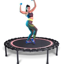 Mini Fitness Trampoline with Bungees   Stable  Quiet Rebounder for Pink