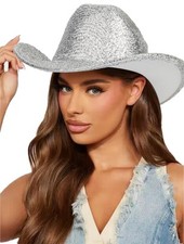 Women-Western-Glitter-Cowboy Hat - Sparkle-Cowgirl-Hat Roll-UP- Brim-Fedora-H...