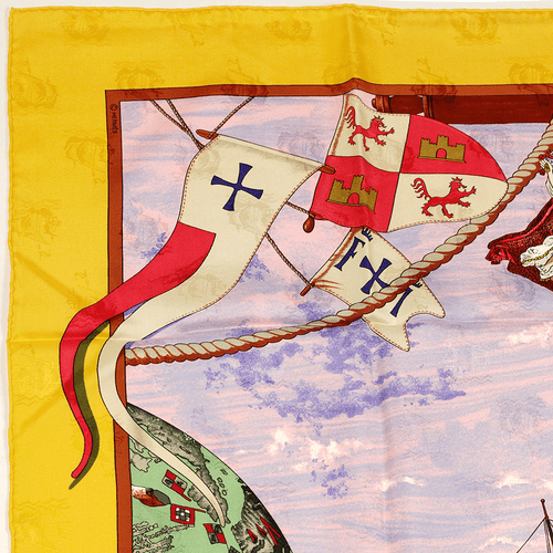 Hermes Scarf CHRISTOPHE COLOMB DECOUVRE L'AMERIQUE 90cm Silk Carre Foulard - Picture 6 of 7