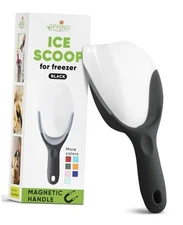  Magnetic Ice Scoop for Freezer - BPA-Free Flexi-Plastic Popcorn Scoop 1 Black